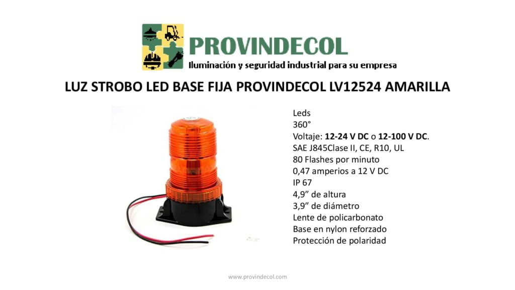 Luz Estrobo Led Base Fija Lv Amarilla