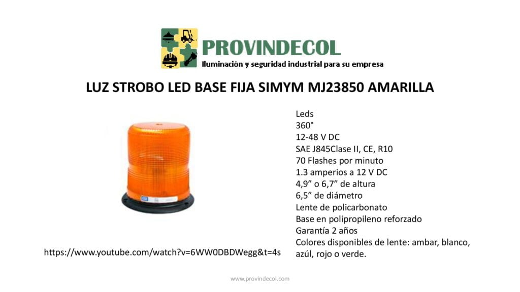 Luz Estrobo Led Base Fija Mj Amarilla