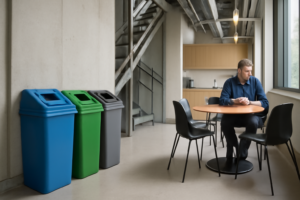 Ubicación estratégica: Da consejos sobre cómo distribuir los contenedores en pasillos, cafeterías y áreas comunes de la empresa para motivar su uso.
